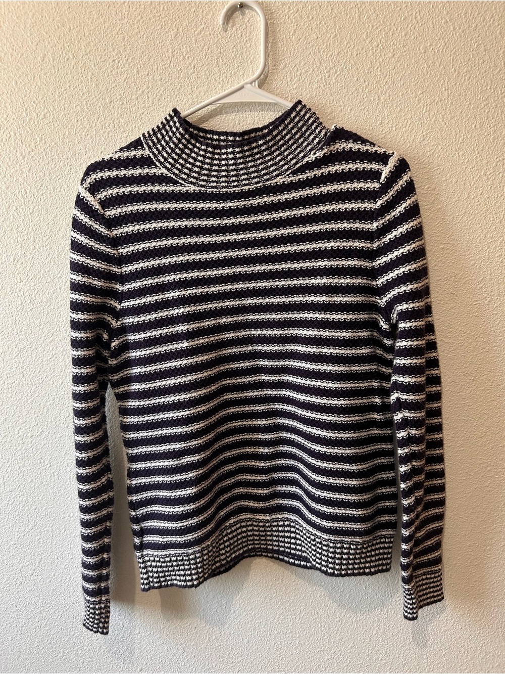 Striped Knit Turtleneck Sweater